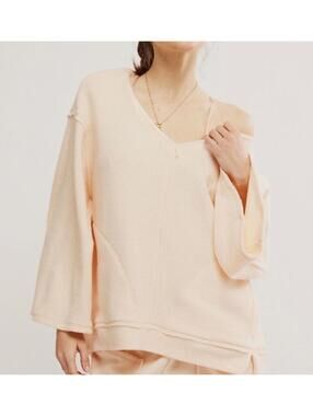 NWT Free People Day Off Fleece Pullover Tender Peach Size M